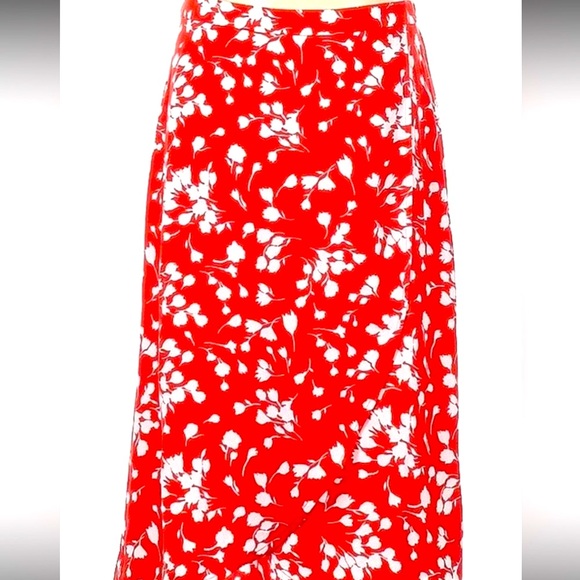 J. Crew brand new hi low asymmetrical midi skirt, red and white, Size XXS - Picture 3 of 8